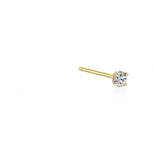 white zirconia stud gold