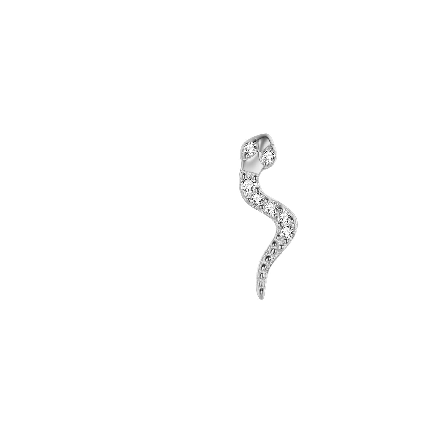 Zirconia snake stud silver