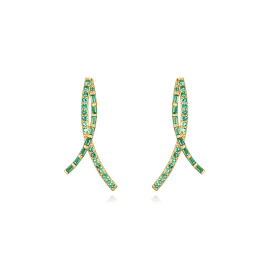Green curve earrings
