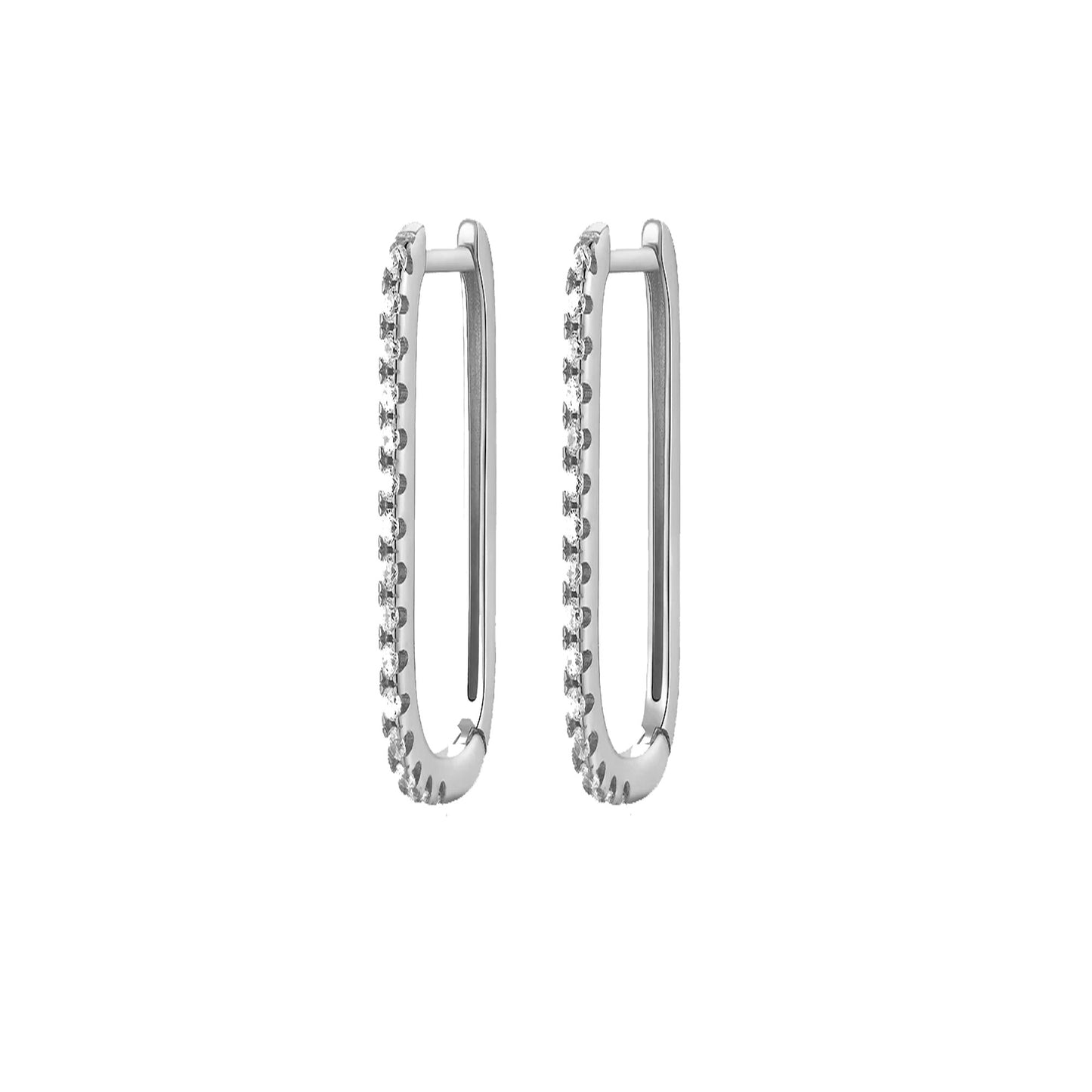 Oval zirconia hoops silver (40 mm)