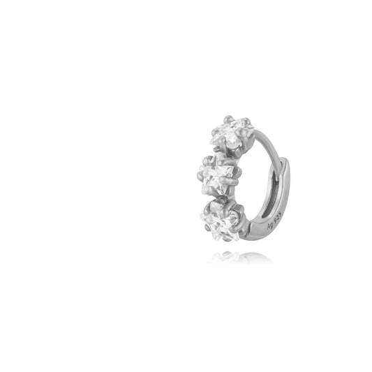 Zirconia stars hoop silver
