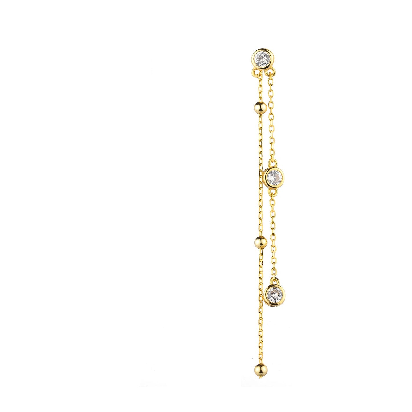 Double chain earring gold