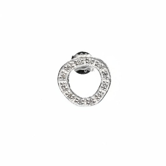 round zirconia stud silver