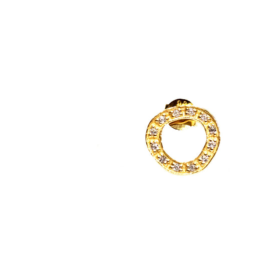 round zirconia stud gold
