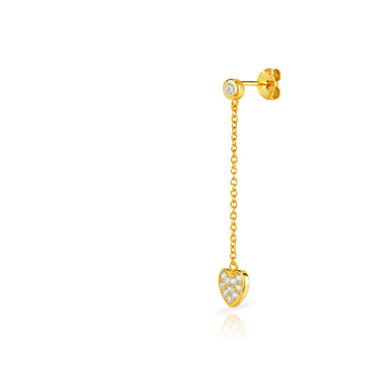 Heart chain earring gold