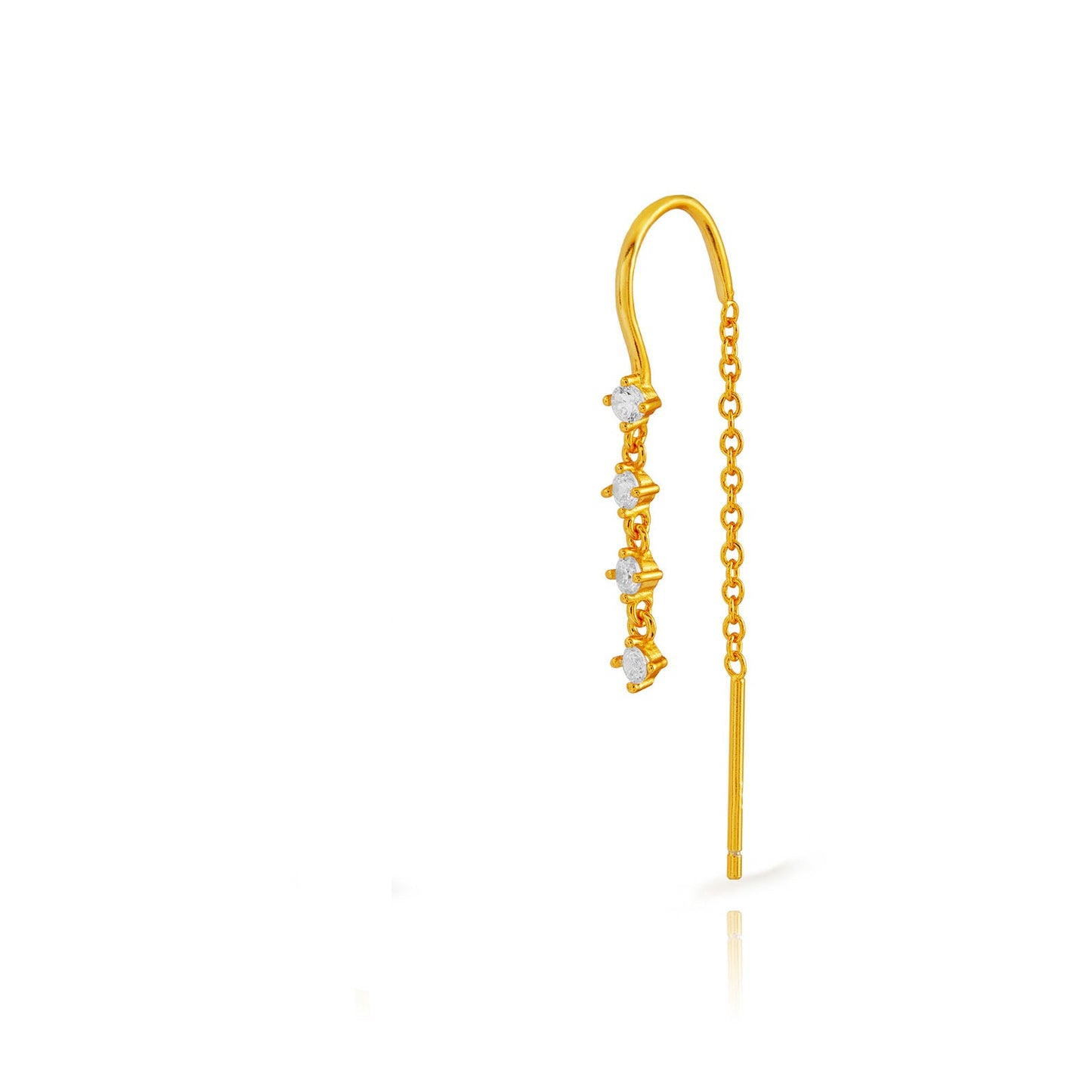 Zirconia chain earring gold