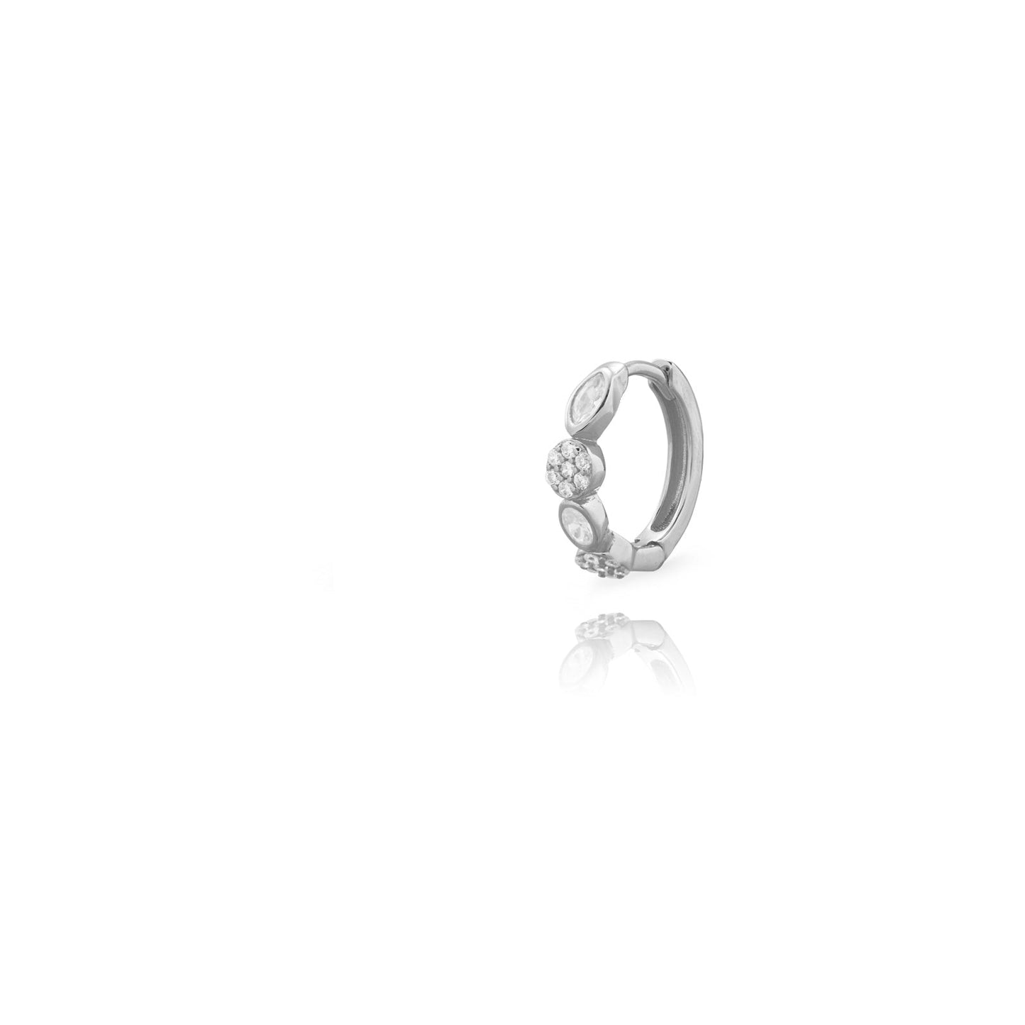Oval zirconia hoop silver