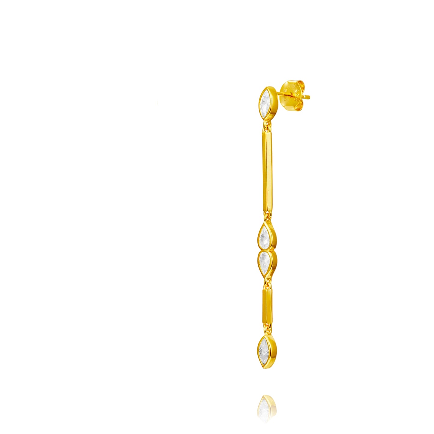 Long marquise earring gold