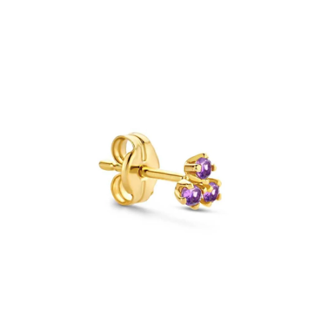 Triangle amethyst stud 14k gold