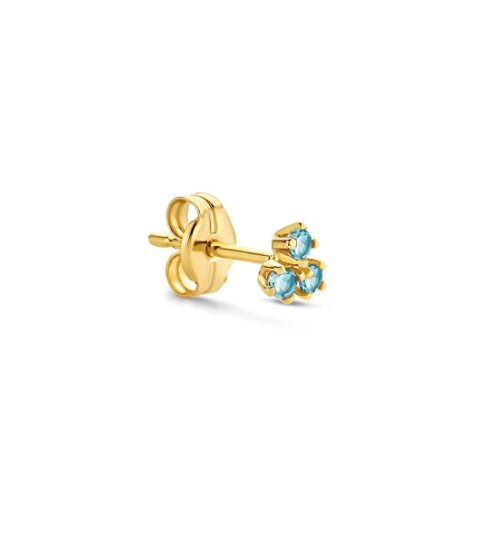Triangle topaz stud 14k gold