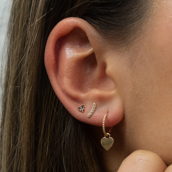 Triangle onyx stud 14k gold