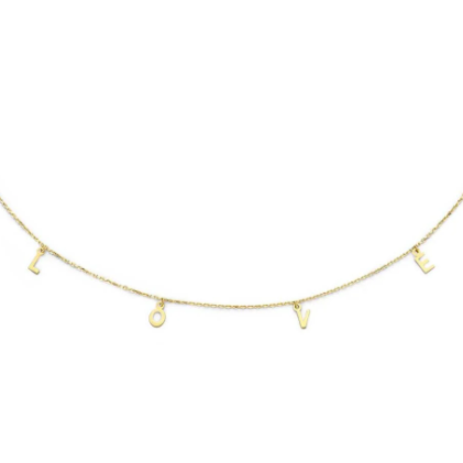 L.O.V.E. necklace 14 karat gold