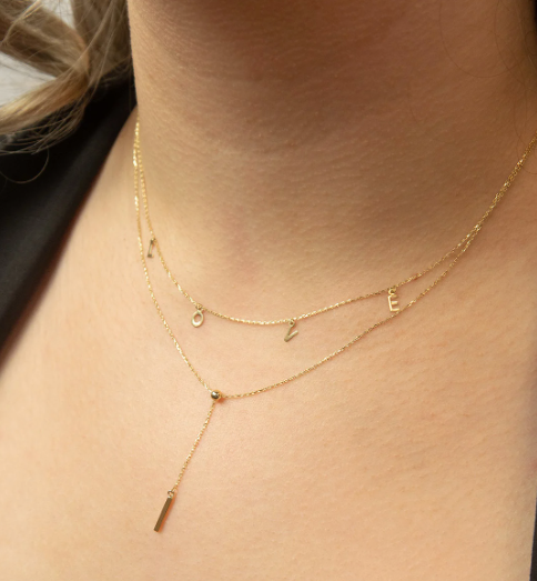 L.O.V.E. necklace 14 karat gold