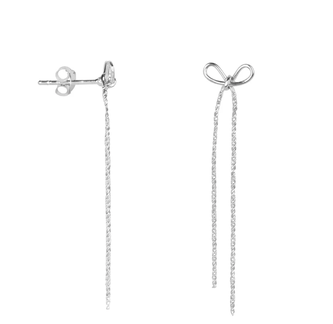 Bow chain earrings silver