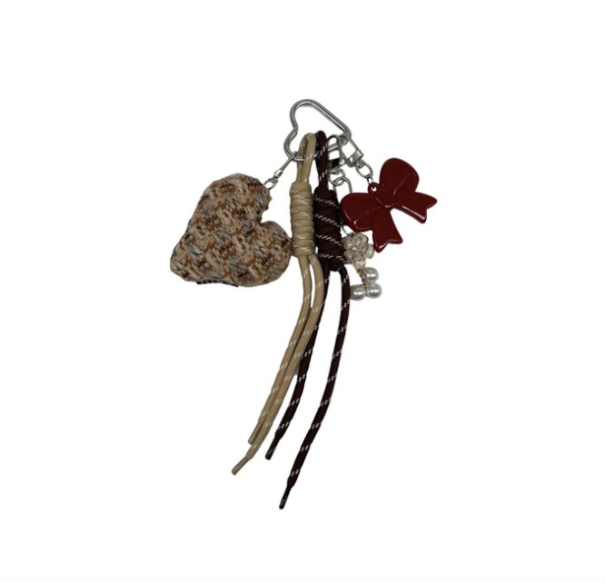 Tweed heart key chain
