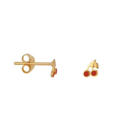 red cherry stud gold