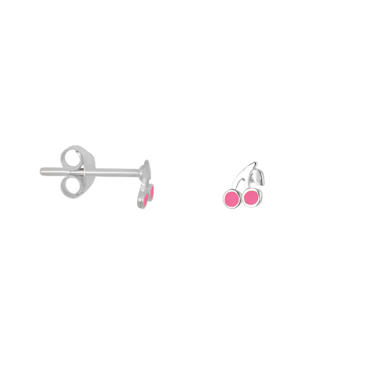 Pink cherry stud silver