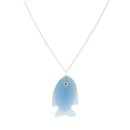 Blue fish necklace silver