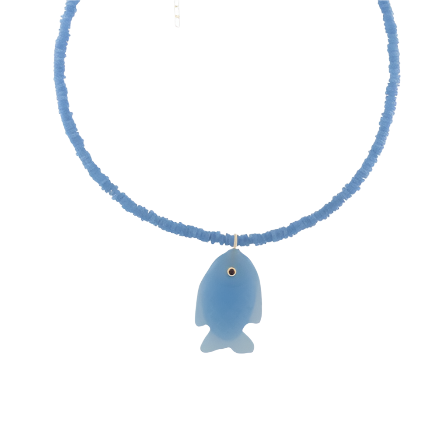 Blue Fish necklace silver