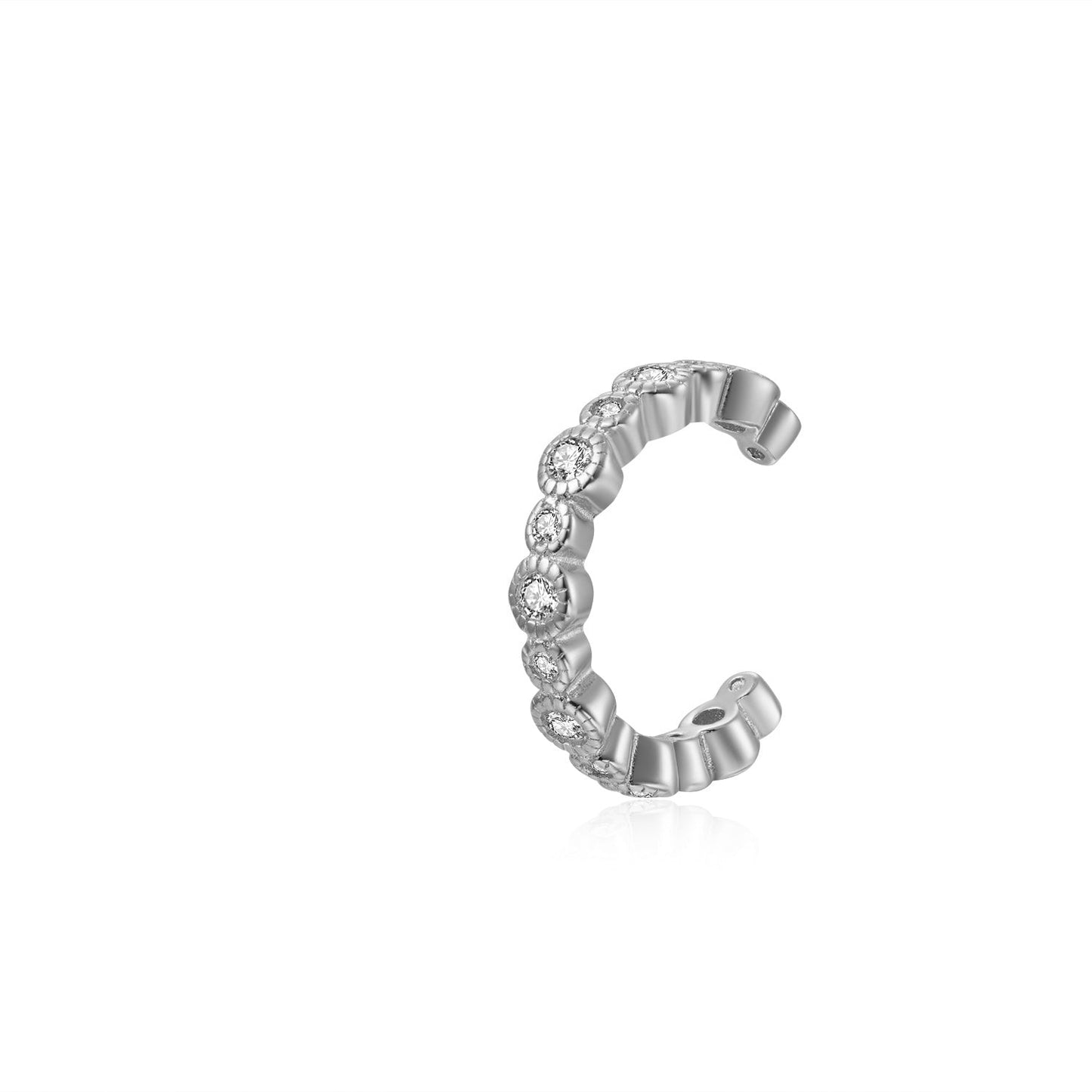 Dot zirconia ear cuff silver