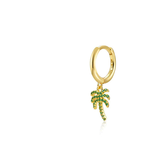 Green Palm tree hoop gold