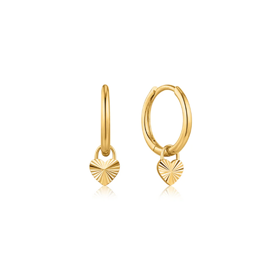 14k gold heart padlock hoop