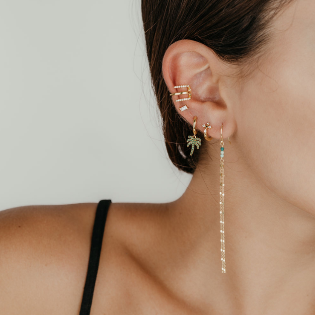 Green Palm tree hoop gold
